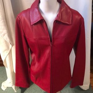 Red leather jacket